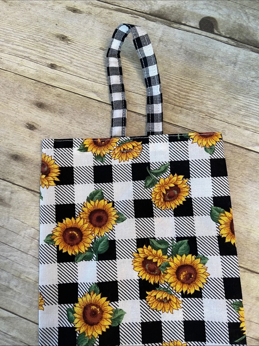 Grocery Bag Holder Sunflower & Buffalo Check Cotton Sac Holder Organizer